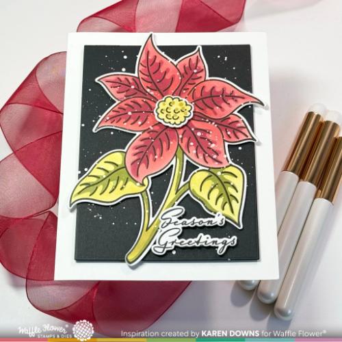 Waffle Flower - Sketched Poinsettia Coloring Stencil