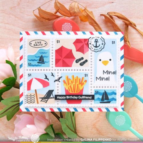 Waffle Flower - Postage Collage Beach Days Stencil