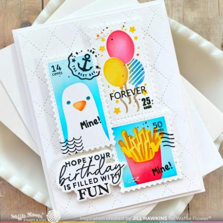 Waffle Flower - Postage Collage Beach Days Stencil