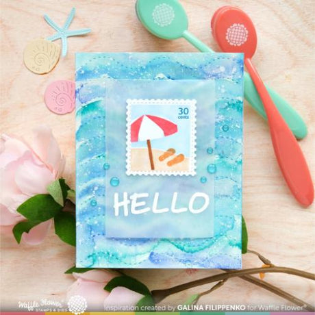 Waffle Flower - Postage Collage Beach Days Stencil