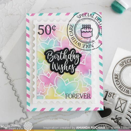 Waffle Flower - Butterfly Background Stencil