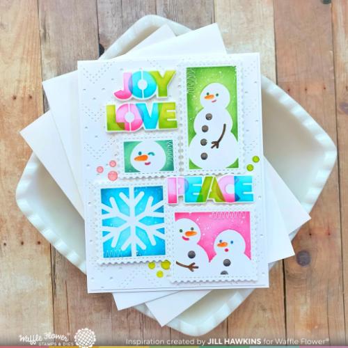 Waffle Flower - Postage Collage Snowman Stencil