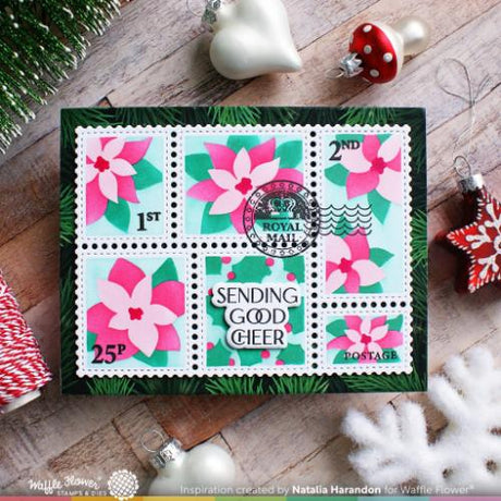 Waffle Flower - Postage Collage Poinsettia Stencil
