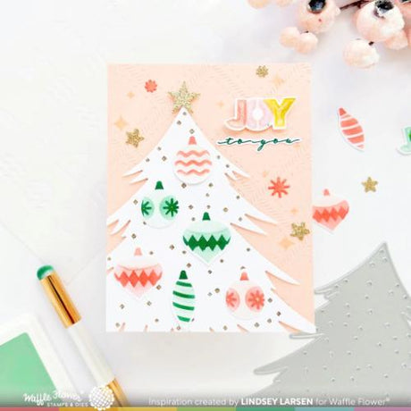 Waffle Flower - Overlapping Christmas Words Stencil Trio