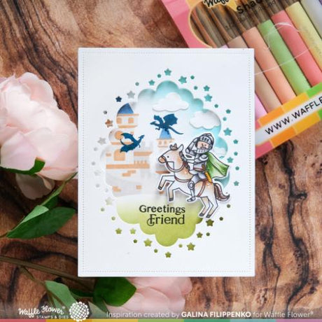 Waffle Flower - Open Book Dragon Castle Stencil