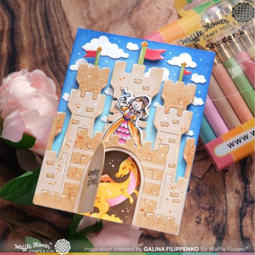 Waffle Flower - Open Book Dragon Castle Stencil