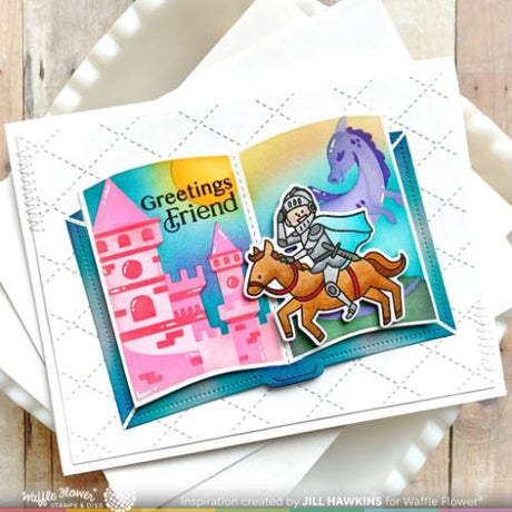 Waffle Flower - Open Book Dragon Castle Stencil