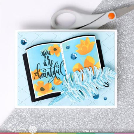 Waffle Flower - Feather Pen Die-n- stencil