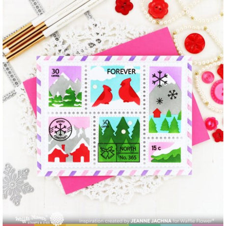 Waffle Flower - Postage Collage Snowy Stencil