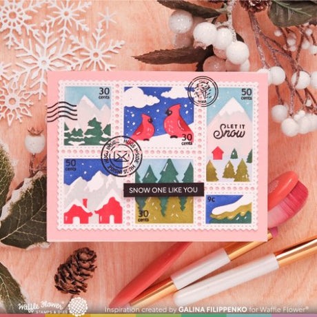 Waffle Flower - Postage Collage Snowy Stencil