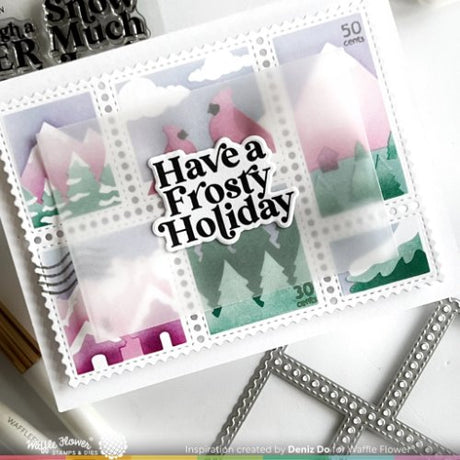 Waffle Flower - Postage Collage Snowy Stencil