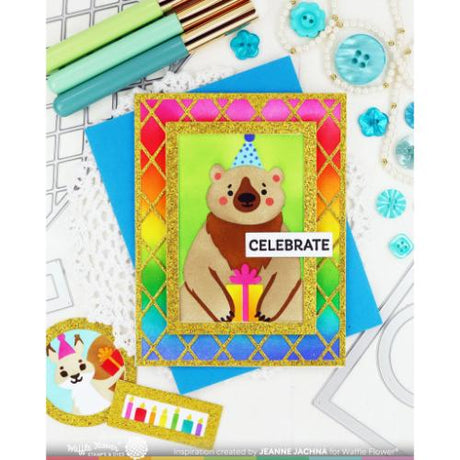 Waffle Flower - Nesting Postage Collage Party Bear Stencil