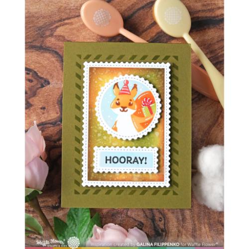 Waffle Flower - Nesting Postage Collage Party Bear Stencil