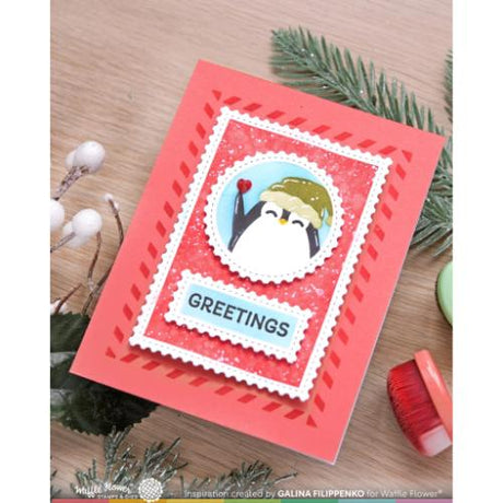 Waffle Flower - Nesting Postage Collage Let it Snow Stencil