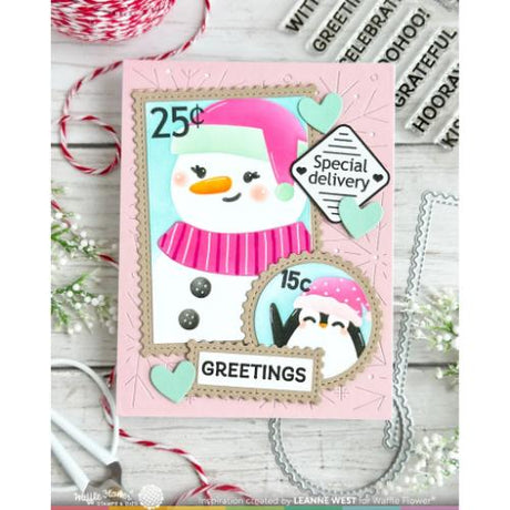 Waffle Flower - Nesting Postage Collage Let it Snow Stencil