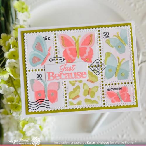 Waffle Flower - Postage Collage Butterfly Stencil