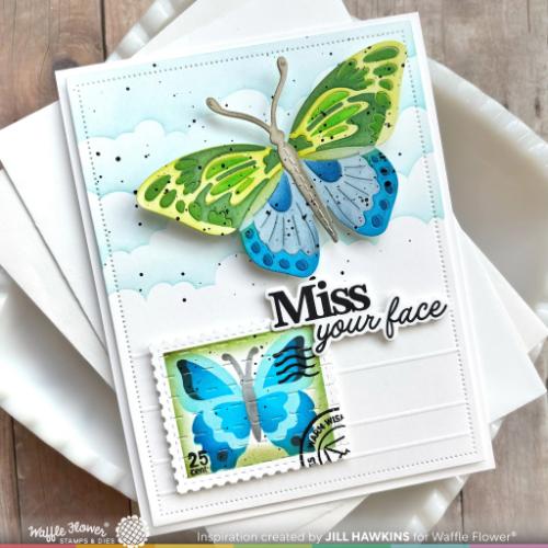 Waffle Flower - Postage Collage Butterfly Stencil