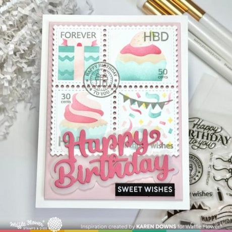 Waffle Flower - Postage Collage Birthday Stamp Set