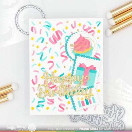 Waffle Flower - Postage Collage Cupcake Stencil