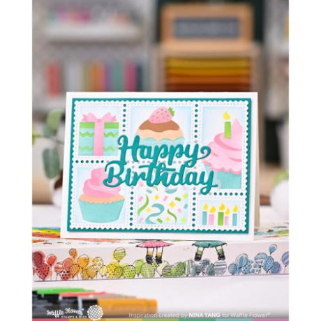 Waffle Flower - Postage Collage Cupcake Stencil