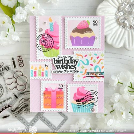 Waffle Flower - Postage Collage Cupcake Stencil
