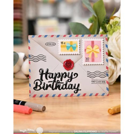 Waffle Flower - Postage Collage Gifts Stencil