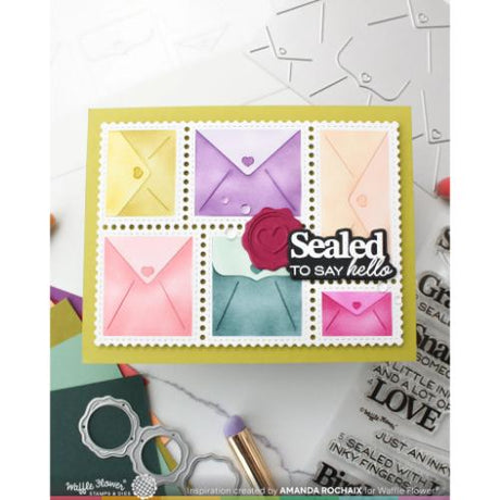 Waffle Flower - Postage Collage Envelope Stencil