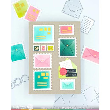 Waffle Flower - Postage Collage Miniature Die-n-stencil
