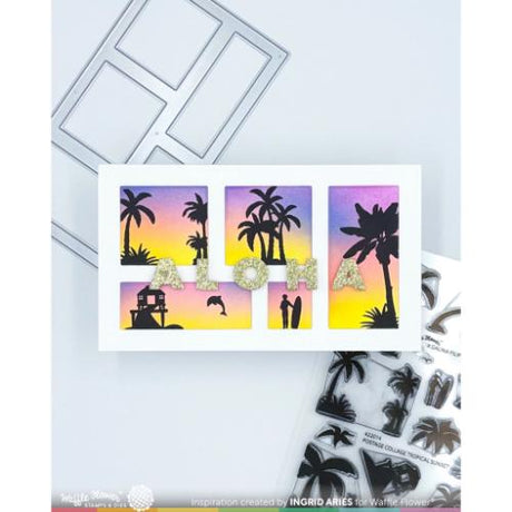 Waffle Flower - Postage Collage Tropical Sunset Stamp Set