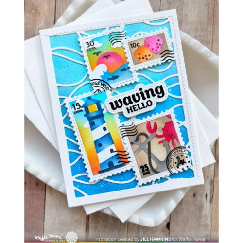Waffle Flower - Postage Collage Coastal Stencil