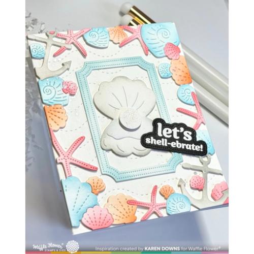 Waffle Flower - Seashell Frame Coloring Stencil