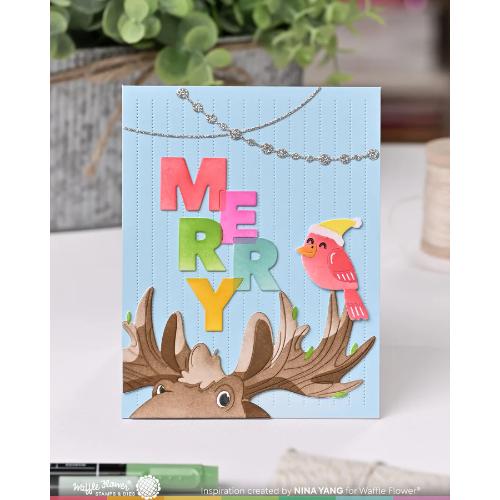 Waffle Flower - Overlapping Vertical Merry Word Die