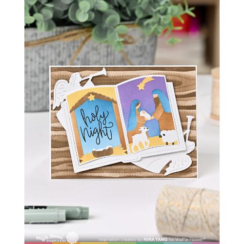 Waffle Flower - Open Book Nativity Stencil
