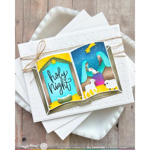 Waffle Flower - Open Book Nativity Stencil