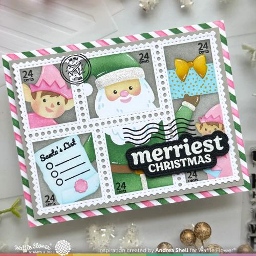 Waffle Flower - Postage Collage Dear Santa Stencil
