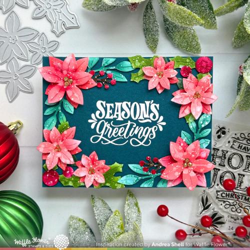 Waffle Flower - Poinsettia Frame Coloring Stencil