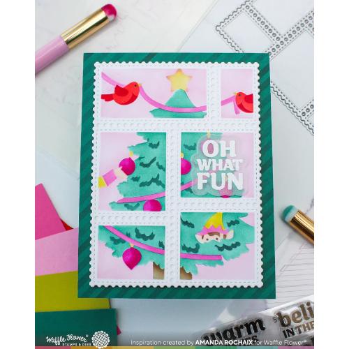 Waffle Flower - Postage Collage Vertical Tree Stencil