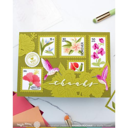Waffle Flower - Postage Collage Tropical Flowers Stencil