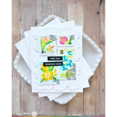 Waffle Flower - Postage Collage Tropical Flowers Stencil