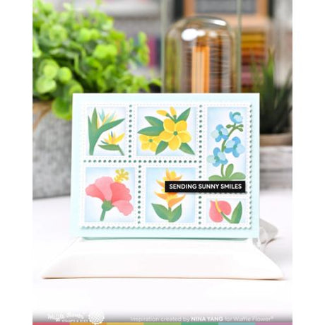 Waffle Flower - Postage Collage Tropical Flowers Stencil