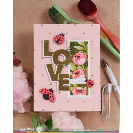 Waffle Flower - Overlapping Vertical Love Word Die