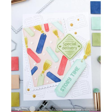 Waffle Flower - Open Book Bookmark Coloring Stencil