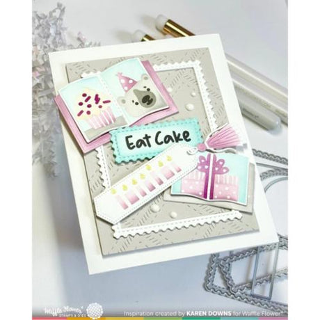 Waffle Flower - Open Book Trio Birthday Stencil