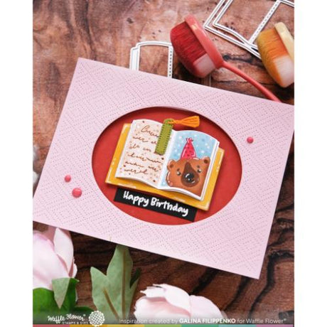 Waffle Flower - Open Book Trio Birthday Stencil