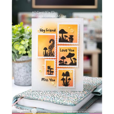 Waffle Flower - Postage Collage Mush Love Stamp Set