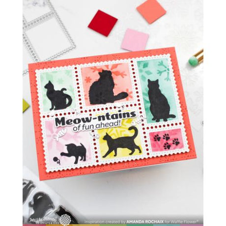Waffle Flower - Postage Collage Cat Silhouettes Die