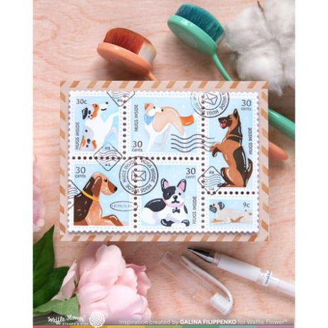 Waffle Flower - Postage Collage Woof Stencil