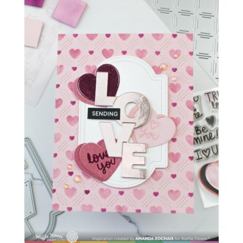 Waffle Flower - Dashed Lattice Hearts Stencil