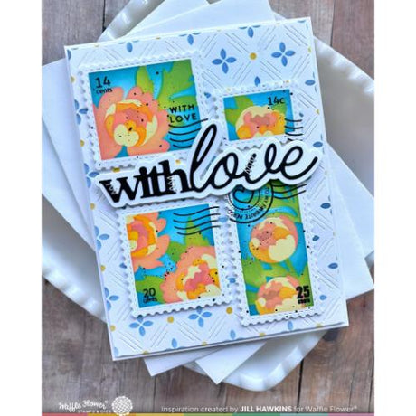 Waffle Flower - Postage Collage Peony Stencil