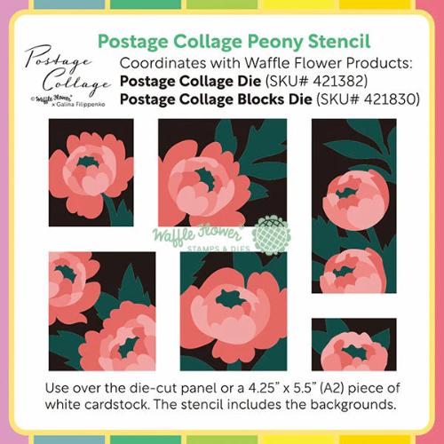 Waffle Flower - Postage Collage Peony Stencil